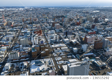 Winter cityscape of Obihiro, Hokkaido Winter cityscape of Obihiro, Hokkaido 136515292