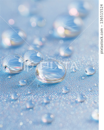 A clean blue texture with fresh water droplets reflecting light 136515524