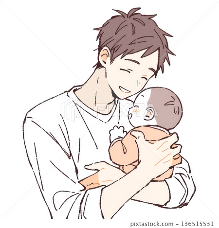 Happy smiling father holding his baby 136515531