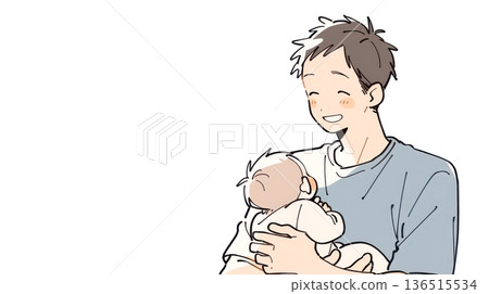 Happy smiling father holding his baby 136515534