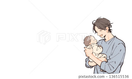 Happy smiling father holding his baby 136515536