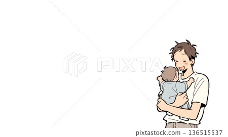 Happy smiling father holding his baby 136515537