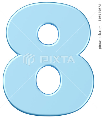 3D material_number_8_metallic_light blue 136515678