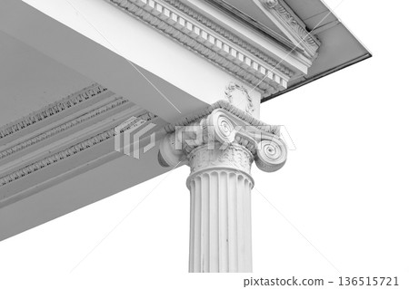 Elegant close-up of an ornate Ionic column capital Elegant close-up of an ornate Ionic column capital 136515721