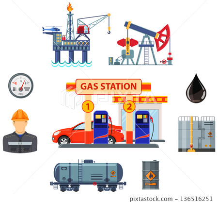 Oil Industry Banner Infographics Oil Industry Banner Infographics 136516251