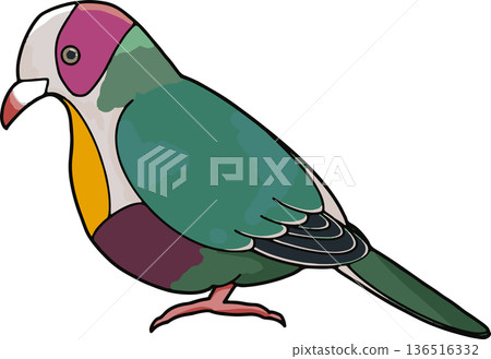 Illustration of a red-faced green dove (landscape, transparent background) 136516332