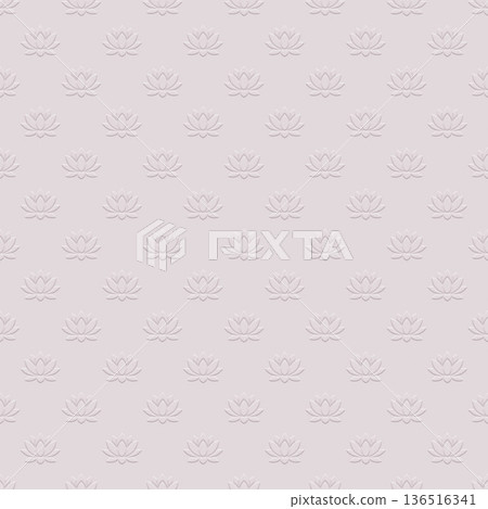 淡紫色蓮花圖案浮雕背景無縫圖案 136516341