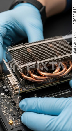 Installation of High-Performance AI GPU Accelerator Card into Server Chassis Installation of High-Performance AI GPU Accelerator Card into Server Chassis 136516364