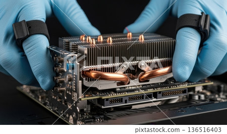 Installation of High-Performance AI GPU Accelerator Card into Server Chassis Installation of High-Performance AI GPU Accelerator Card into Server Chassis 136516403