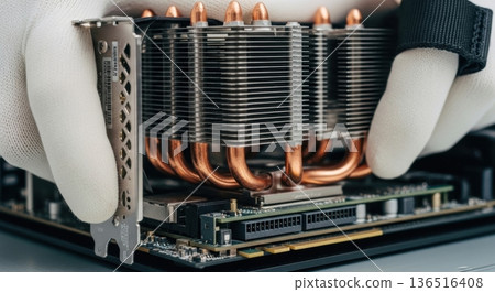 Installation of High-Performance AI GPU Accelerator Card into Server Chassis Installation of High-Performance AI GPU Accelerator Card into Server Chassis 136516408