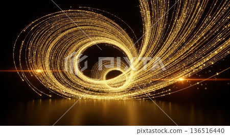 Swirling Golden Light Trails Data Flow Abstract 3D Render Swirling Golden Light Trails Data Flow Abstract 3D Render 136516440