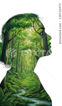 Double Exposure Woman Forest Nature Concept Portrait Double Exposure Woman Forest Nature Concept Portrait 136516473
