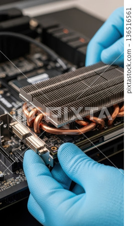 Installation of High-Performance AI GPU Accelerator Card into Server Chassis Installation of High-Performance AI GPU Accelerator Card into Server Chassis 136516561