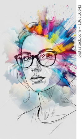 Double Exposure Abstract Art Creative Woman Portrait Double Exposure Abstract Art Creative Woman Portrait 136516642