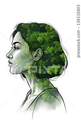 Double Exposure Woman Forest Nature Concept Portrait Double Exposure Woman Forest Nature Concept Portrait 136516803