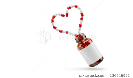 Heart Shape Formed by Capsules from Medical Jar 136516931