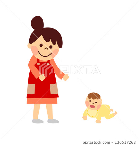 嬰兒爬向母親 嬰兒爬向母親 136517268