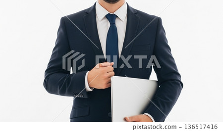 Male businessman working in the office 136517416
