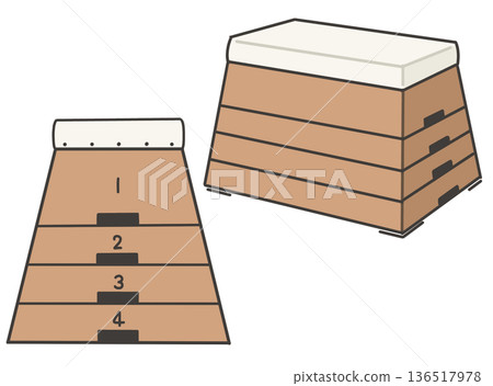 Illustration of a vaulting box set (front and diagonal) 136517978