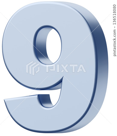 3D material_number_9_metallic_silver 3D material_number_9_metallic_silver 136518080