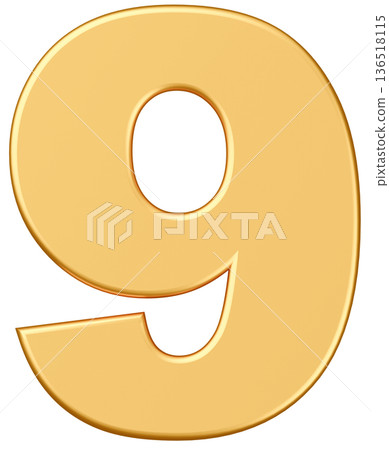 3D material_number_9_metallic_yellow 136518115