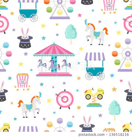 attraction and circus seamless pattern 136518216
