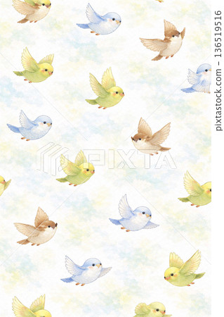 鳥類系列：各種方向的小鳥圖案遍佈整個圖案 136519516