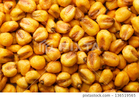 Roasted salted corn background. Top view Roasted salted corn background. Top view 136519565