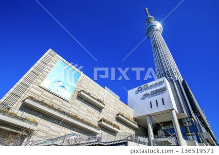 Exterior view of Tokyo Skytree and Tokyo Solamachi, Tokyo Exterior view of Tokyo Skytree and Tokyo Solamachi, Tokyo 136519571