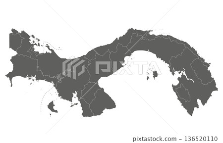 Vector blank map of Panama with provinces, indigenous regions and administrative divisions. Editable and clearly labeled layers. 136520110