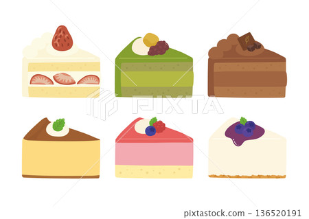 Illustration set of various cakes 136520191