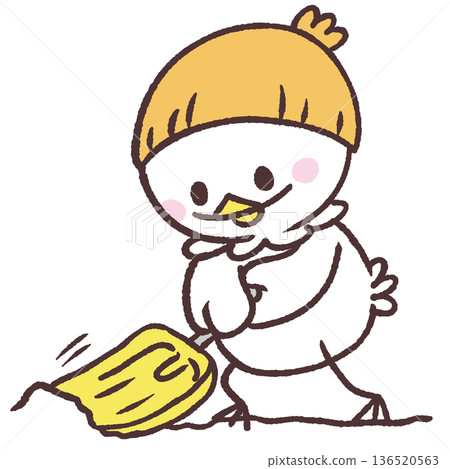 一隻白鳥鏟雪的插圖 136520563