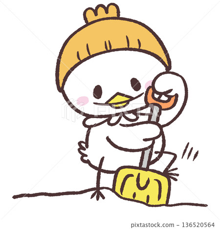 一隻白鳥鏟雪的插圖 136520564