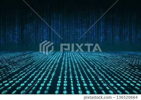 Digital cyberspace banner with AI data collection and analytical calculations on a blue background. Digital cyberspace banner with AI data collection and analytical calculations on a blue background. 136520664