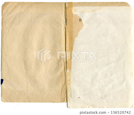 Vintage abstract old paper sheet with rough torn edges. Worn antique paper texture. For interior design, prints, fabric or background. Vintage abstract old paper sheet with rough torn edges. Worn antique paper texture. For interior design, prints, fabric or background. 136520742