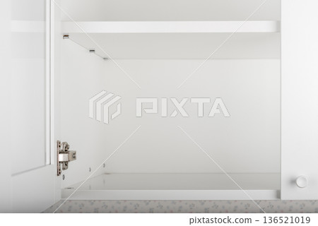 Empty white cabinet interior Empty white cabinet interior 136521019