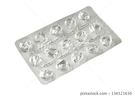empty tablet blister isolated on white with clipping path empty tablet blister isolated on white with clipping path 136521630