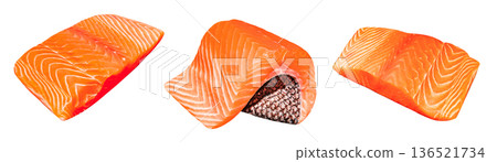 set of salmon fillet, isolated on white 136521734