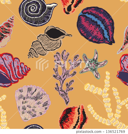 seamless pattern with marine life seamless pattern with marine life 136521769