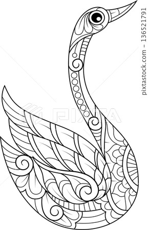 Hand drawn of goose in zentangle style Hand drawn of goose in zentangle style 136521791