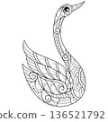 Hand drawn of goose in zentangle style 136521792