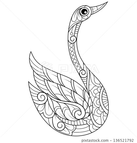Hand drawn of goose in zentangle style Hand drawn of goose in zentangle style 136521792