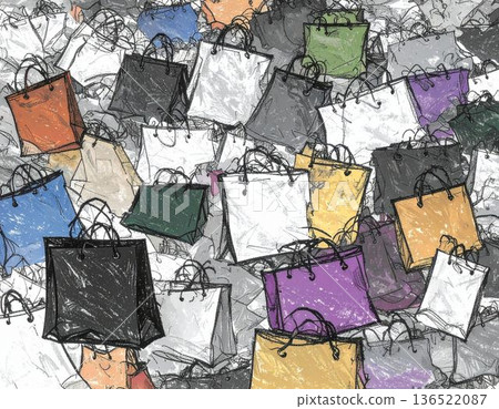 Colorful shopping bags (carrier bags) background material (AI-generated image) 136522087