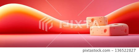 Abstract cheese blocks on colorful gradient background 136522827