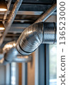 Modern industrial ductwork in contemporary building interior design 136523000