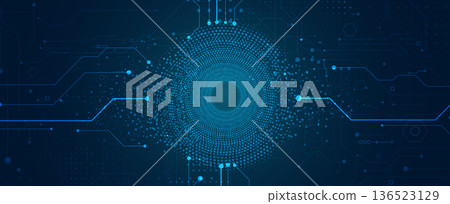 Technology and science banner or header. Computer neural network 136523129