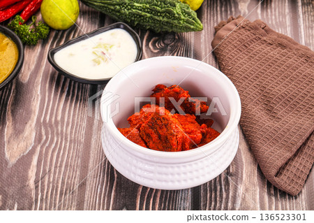 Indian cuisine - hot Fish Tikka 136523301