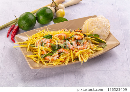 Salad with mango and prawn Salad with mango and prawn 136523409
