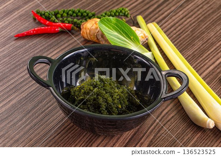 Vegan sea grapes green seaweed 136523525