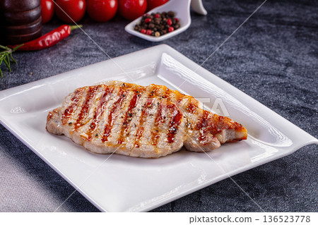 Tasty grilled fat pork steak Tasty grilled fat pork steak 136523778